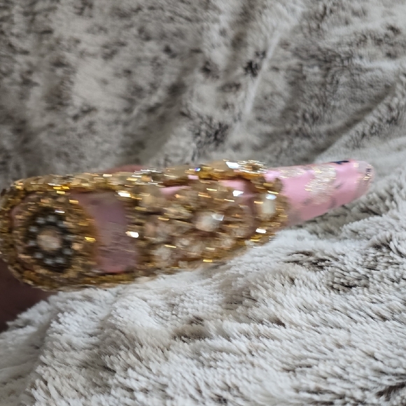 Queen Of Hearts Pink and Gold Embellished Headband - Picture 8 of 10